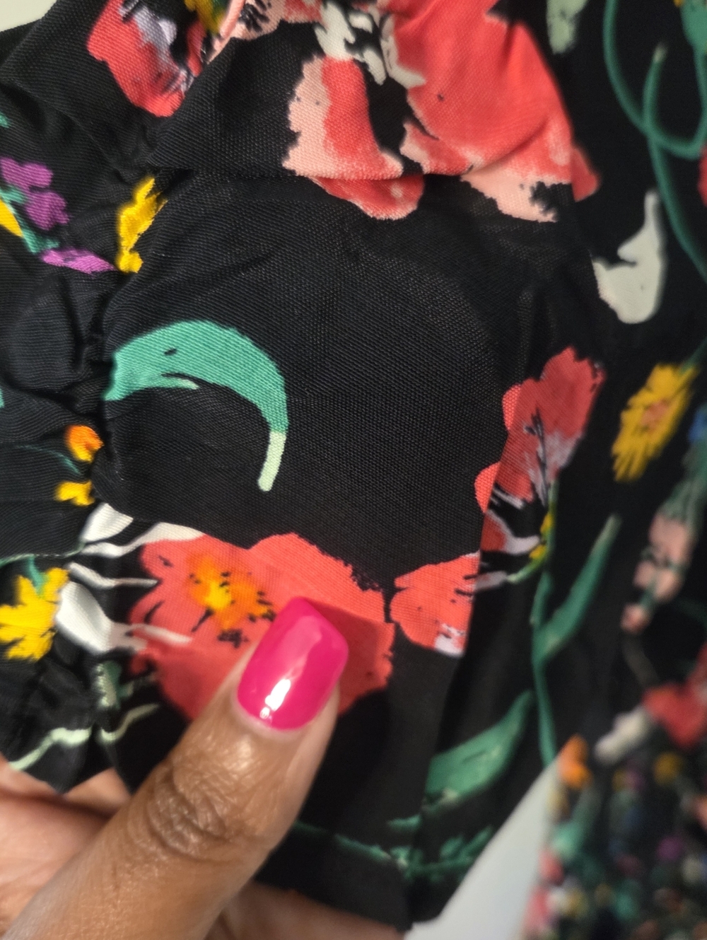 A New Day Womens Plus Size Black Puff Sleeve Floral Ruched Midi Dress. Sz 2X - Picture 7 of 10